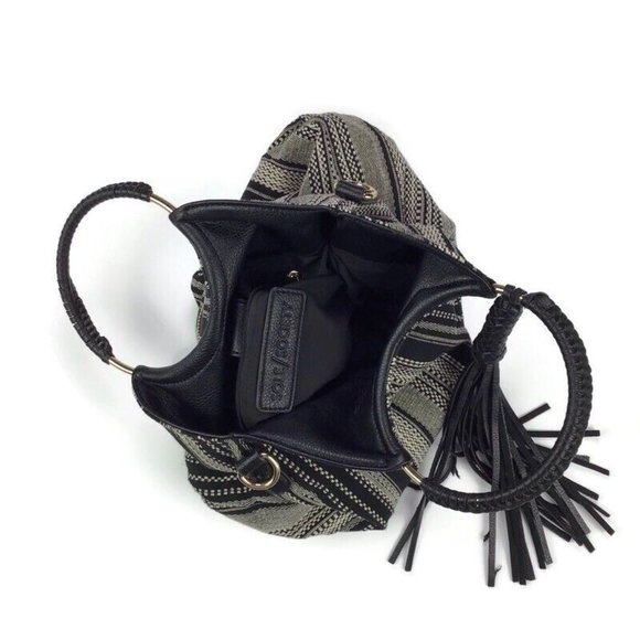 Sole Society Nordstrom Womens Tassel Black & White Handbag Tote w/ Tassel Boho - Picture 5 of 5